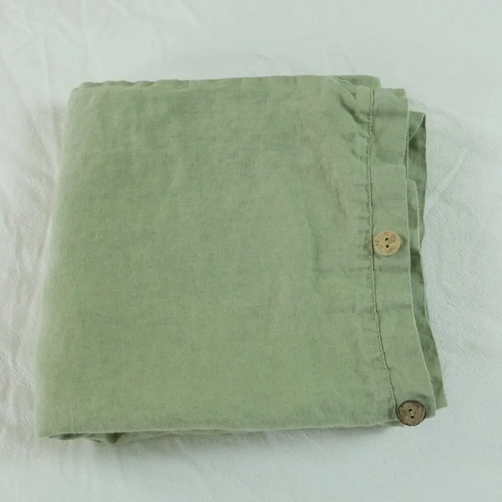 Simple Opulence 100% Linen Pillowcase Button Closure Green King 35” x 20” Modern